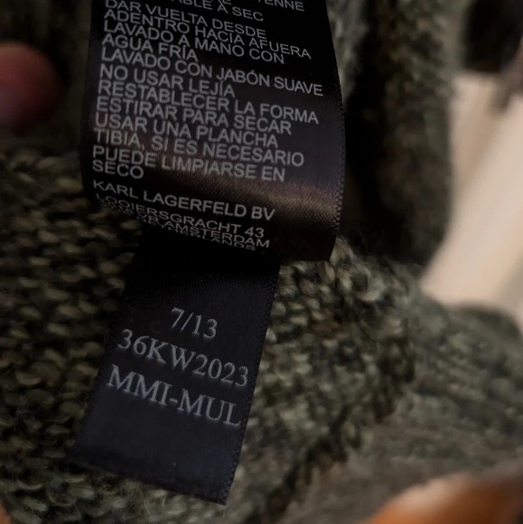 Karl Lagerfeld Khaki & Faux leather  cardigan Medium - Picture 6 of 8